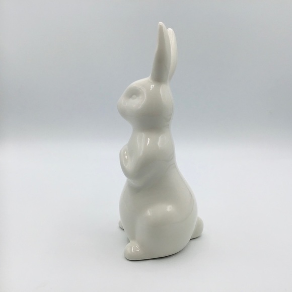 CERAMIC White Bunny Rabbit 8” Easter Spring Figure Farmhouse Decor Mantle Table - Picture 6 of 9
